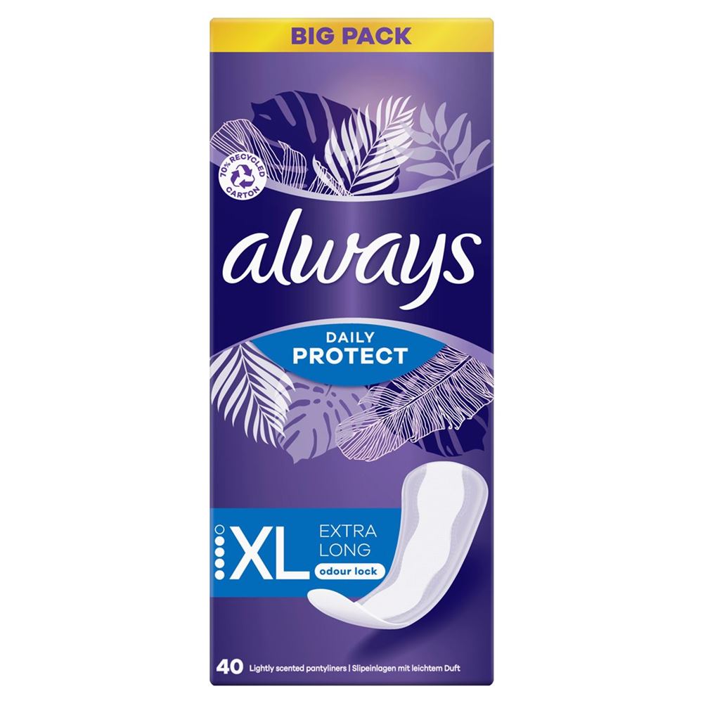 Image of always Slipeinlage Daily Protect Extra Long mit leichtem Duft BigPack 40 Stk