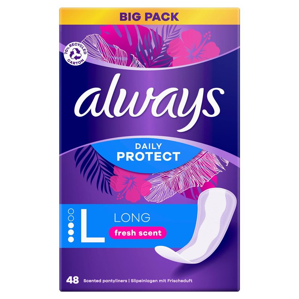 Image of always Slipeinlage Daily Protect Long mit Frischeduft BigPack 48 Stk
