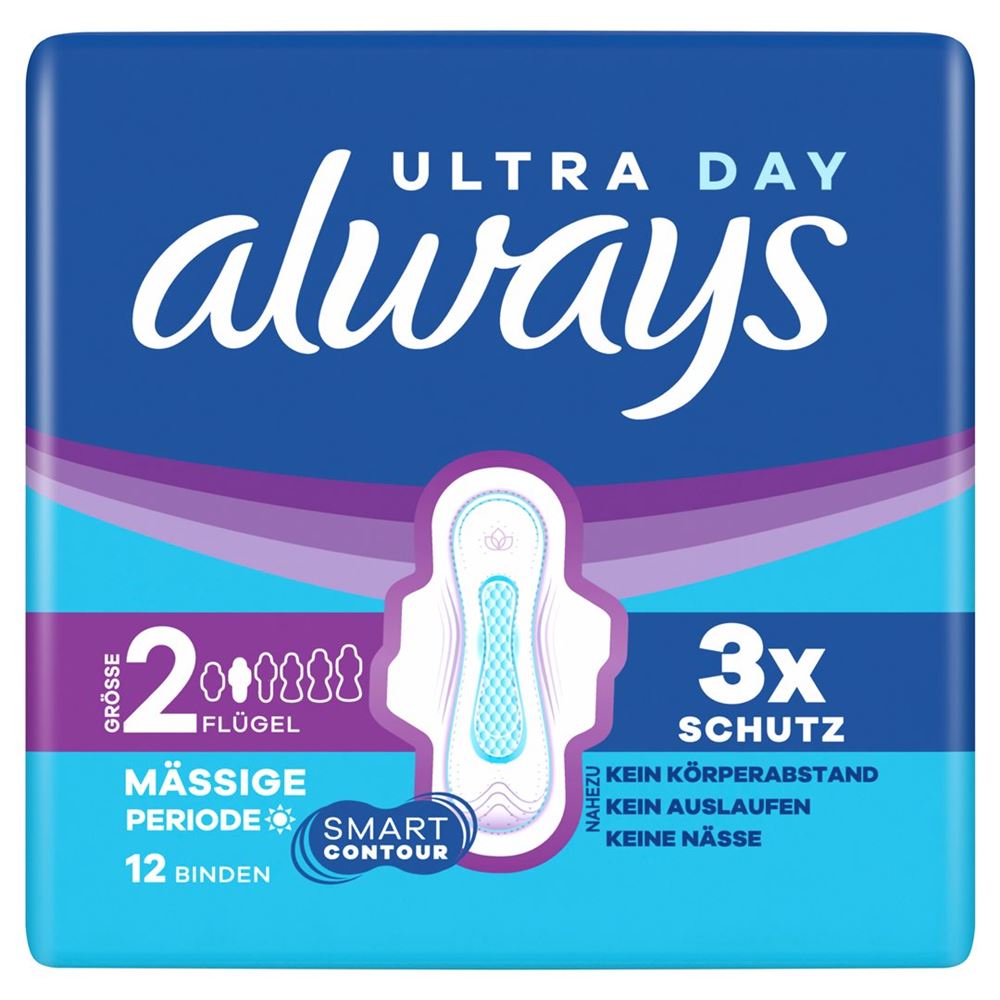 always Ultra Binde Gr2 Long mit Flügeln 12 Stk