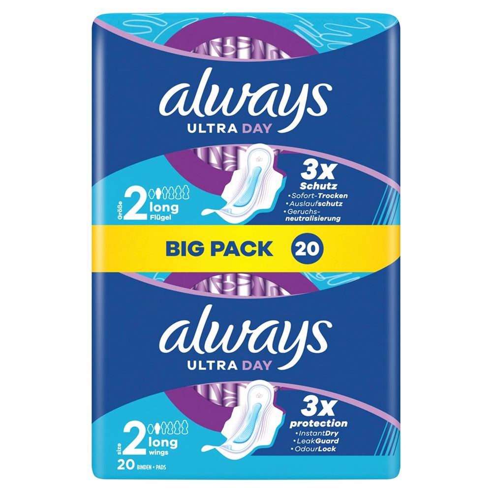 Image of always Ultra Binde Long mit Flügeln BigPack 20 Stk