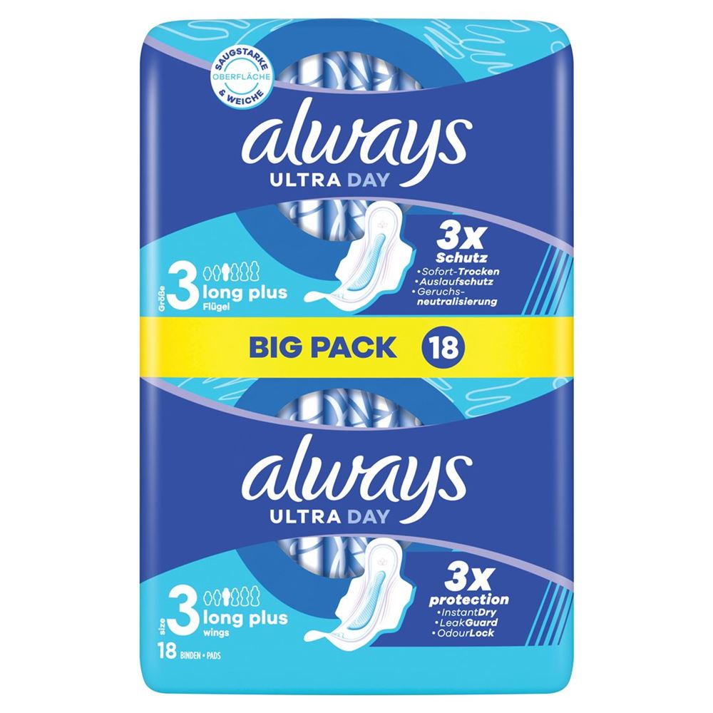 Image of always Ultra Binde Long Plus mit Flügeln BigPack 18 Stk