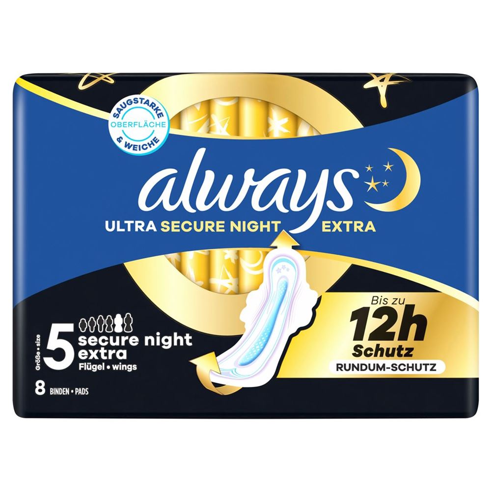 Image of always Ultra Binde Secure Night Extra mit Flügeln 8 Stk