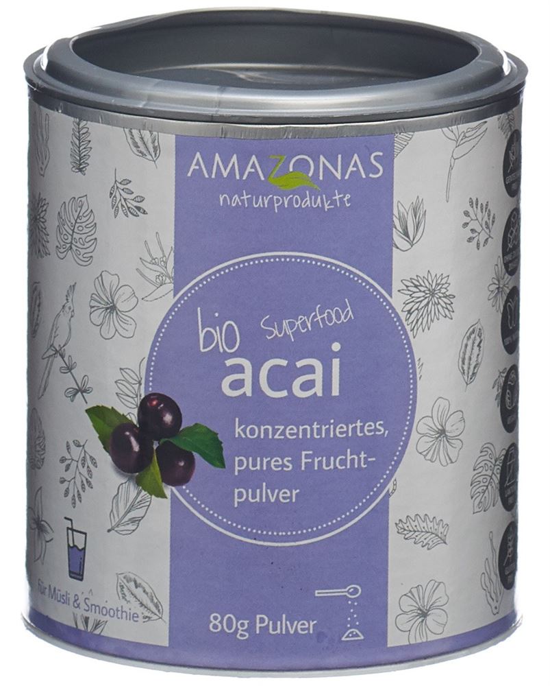 Amazonas acai Bio Fruchtpulver 100 % pur Ds 80 g
