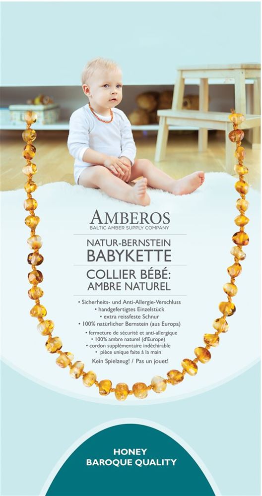 Amberos Natur Bernsteinkette Baby Baroque Honey