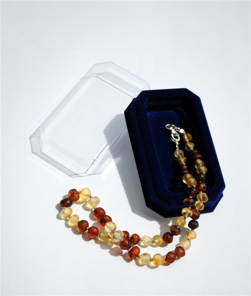Image of Amberstyle Bernsteinkette cognac citrin matt 32cm mit Karabinerverschluss