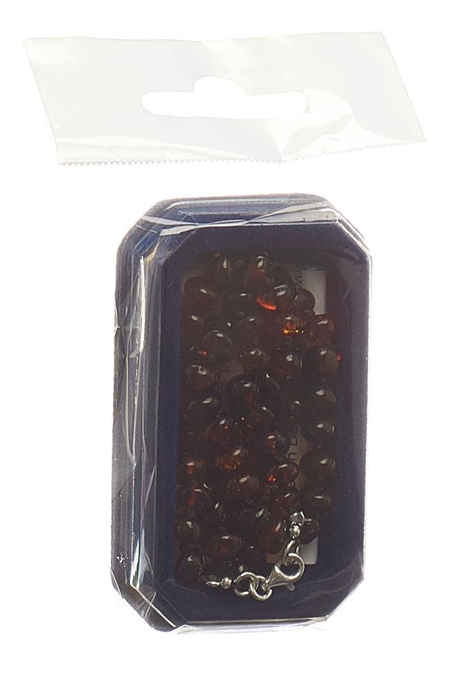 Image of Amberstyle Bernsteinkette cognac dunkel 36cm mit Karabinerverschluss