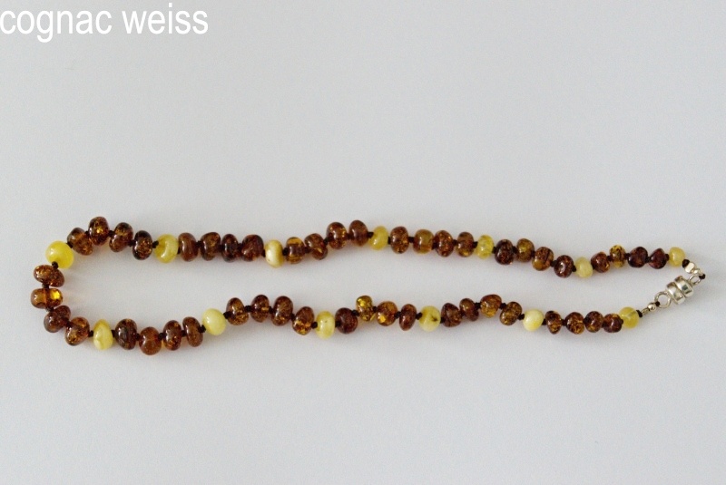 Amberstyle Bernsteinkette cognac weiss 32cm mit Magnetverschluss