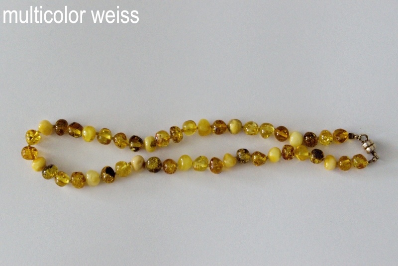 Amberstyle Bernsteinkette multicolor weiss 32cm mit Magnetverschluss