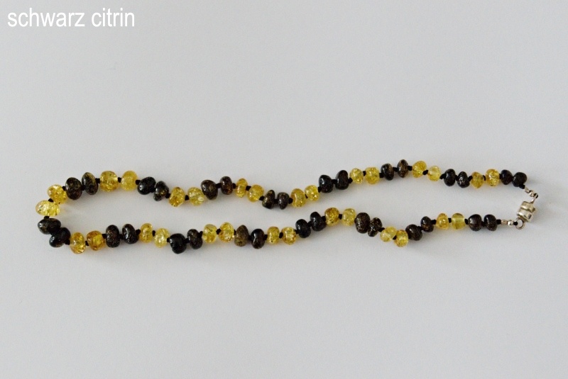 Image of Amberstyle Bernsteinkette schwarz citrin 32cm mit Magnetverschluss