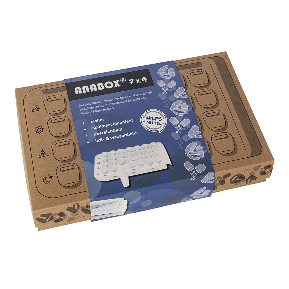 Image of Anabox 7x4 Medidispenser farbig mit 28 Medibechern deutsch/französisch/italienisch