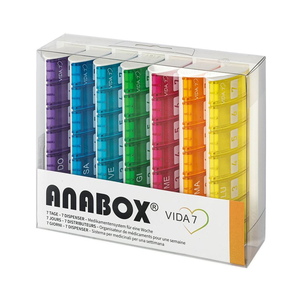 Image of Anabox Medidispenser 7 Tage Vida 7 7 Fächer/Tag deutsch/französisch/italienisch Box
