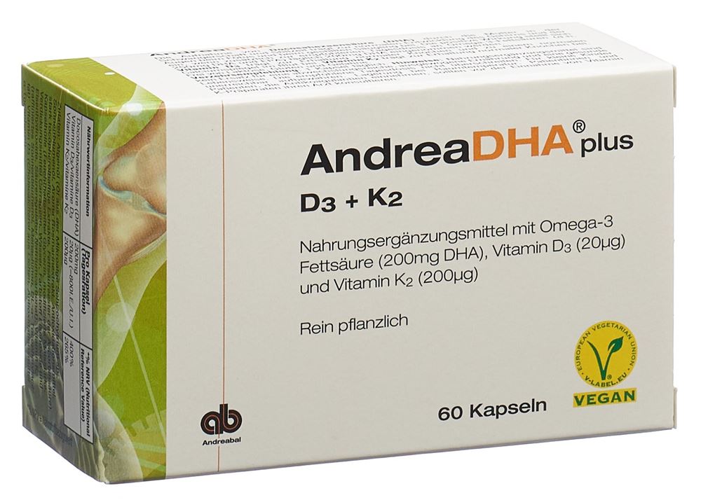 AndreaDHA plus Omega-3 Vitamin D3 + Vitamin K2 Kaps vegan 60 Stk