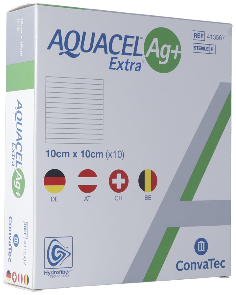 Image of Aquacel Ag+ Extra Kompresse 10x10cm 10 Stk