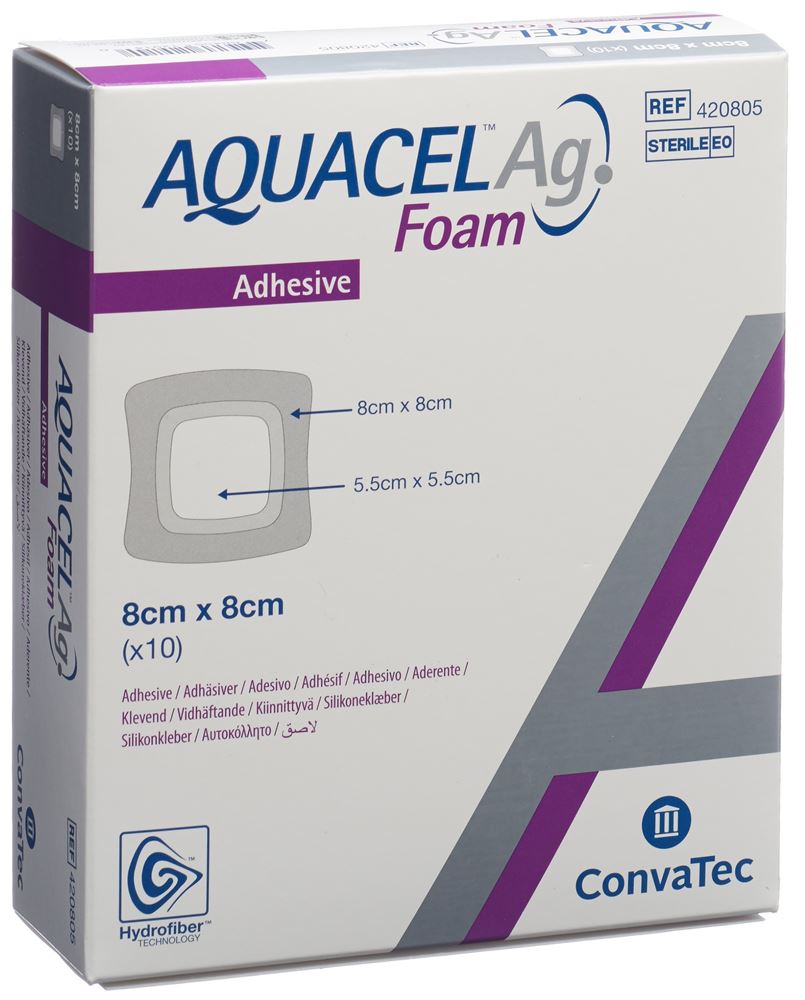 Image of Aquacel Ag Foam Schaumverband adhäsiv 8x8cm 10 Stk