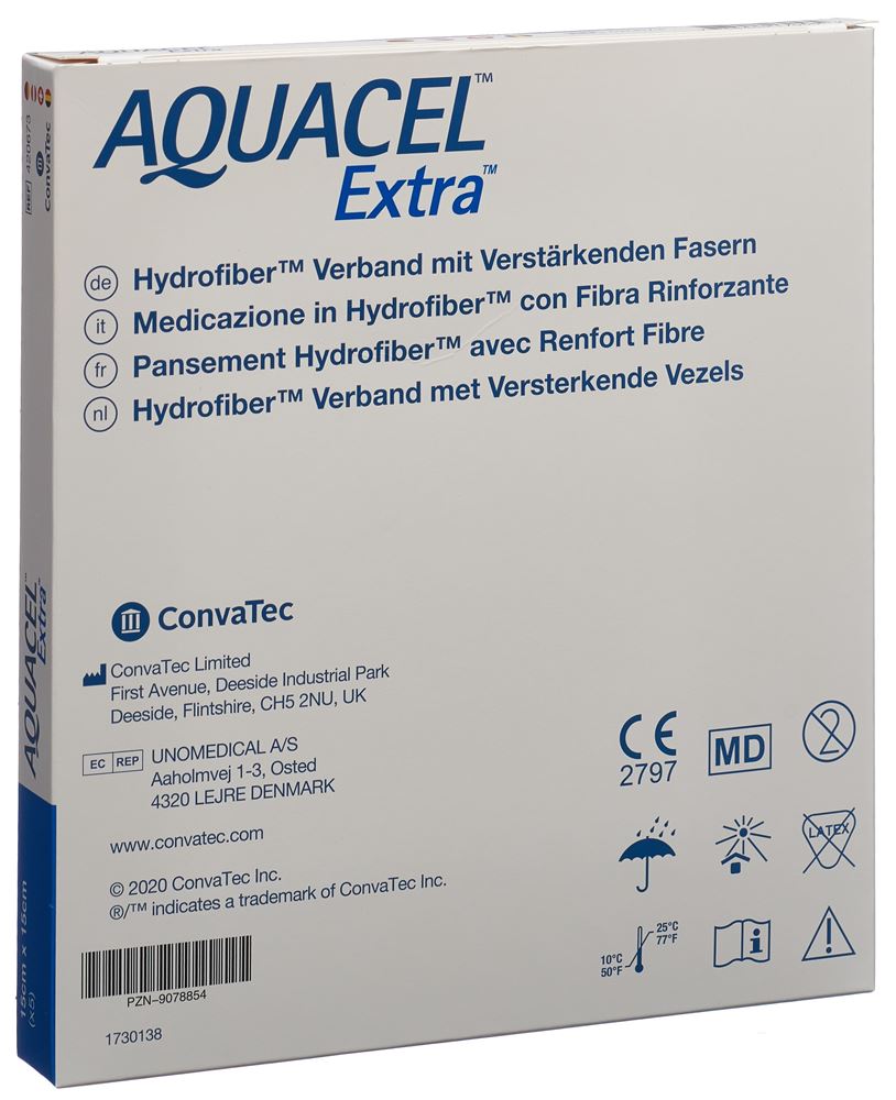 Image of Aquacel Extra Hydrofiber Verband 15x15cm 5 Stk