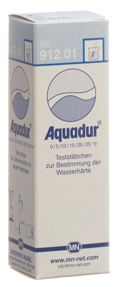 Aquadur bandelette dureté d'eau 0°d-25°d 100 pce