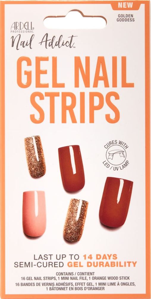 Image of Ardell Nail Addict Gel Nail Strips Golden Goddess 16 Stk