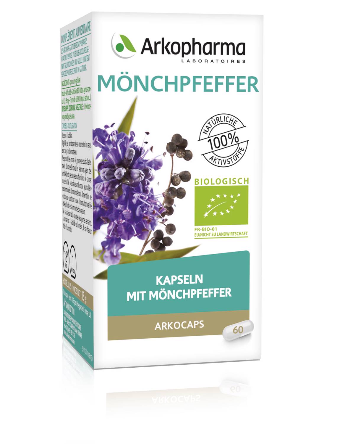 Arkocaps Mönchpfeffer Kapsel Bio Dose 60 Stück | Nahrungsergänzung | Menstruationszyklus | Menopause