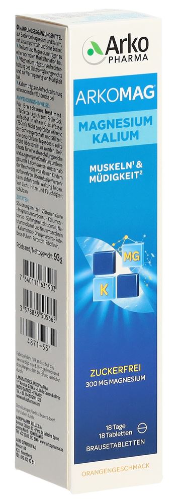 Arkomag Magnesium + Kalium Brausetabl Ds 18 Stk
