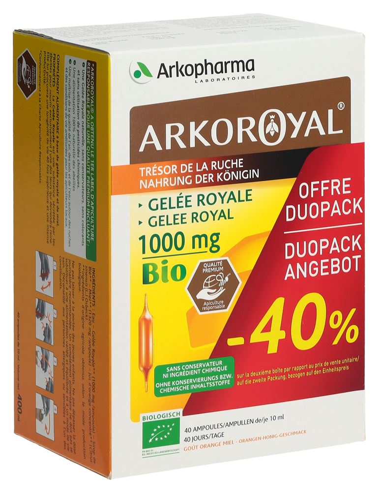 Arkoroyal gelatina reale fiale bevibili 1000 mg duo 2 x 20 pezzi