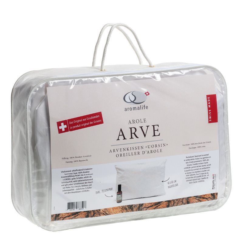 Image of Aromalife Arve Uorsin Arvenkissen 40x60cm inklusive Raumspray Bio Arve 100ml