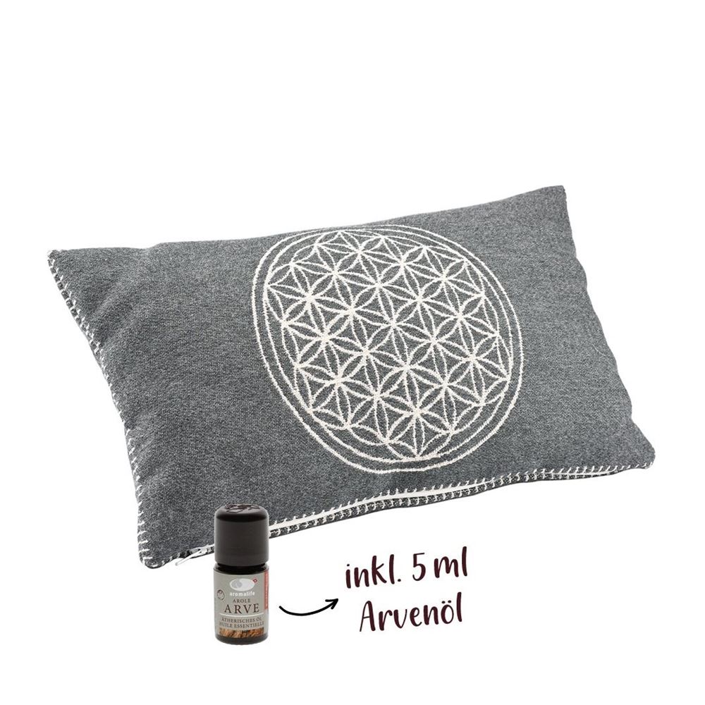 Image of Aromalife Arvenkissen Lebensblume 20x35cm inklusiv ätherischem Öl Arve 5 ml