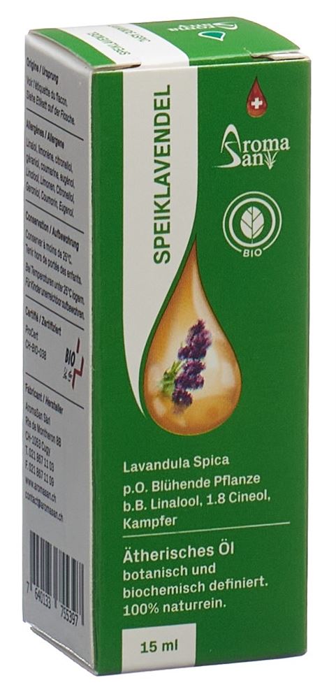 Image of Aromasan Speiklavendel Äth/Öl BIO in Schachtel 15 ml