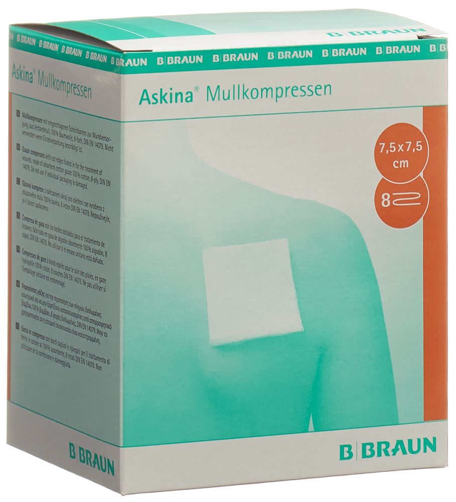 Askina Compresse de gaze 7.5cmx7.5cm stérile 25 x 2 pce