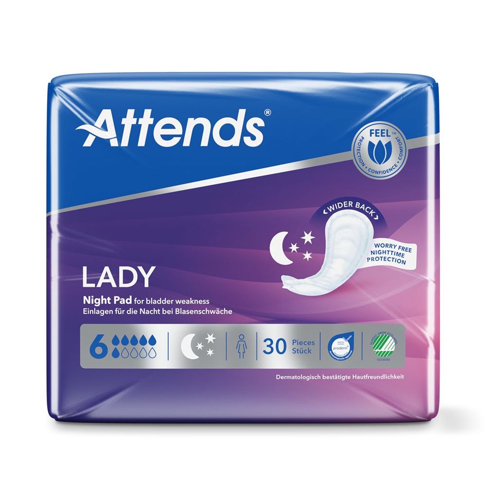 Attends Lady Night Pad 6 30 pce