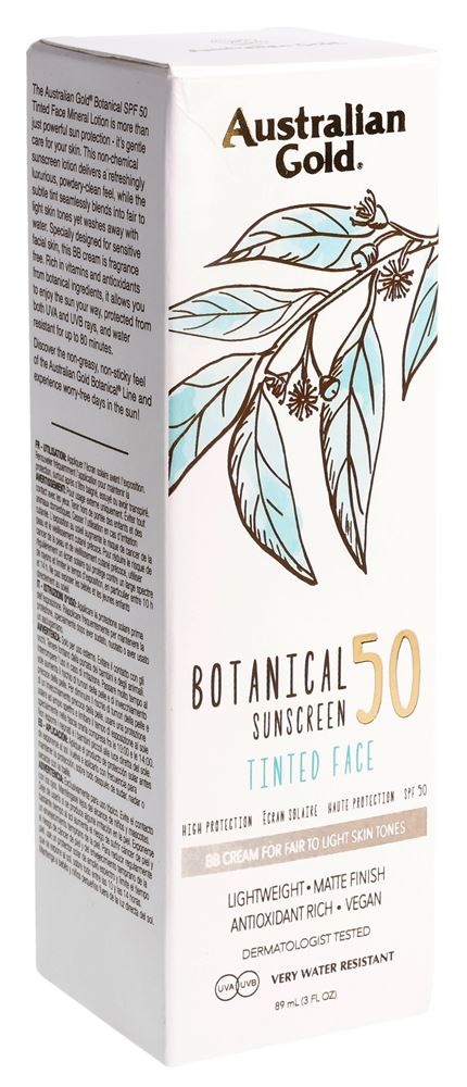 Image of Australian Gold Botanical Tinted Faces Spf50 light teint Tb 89 ml