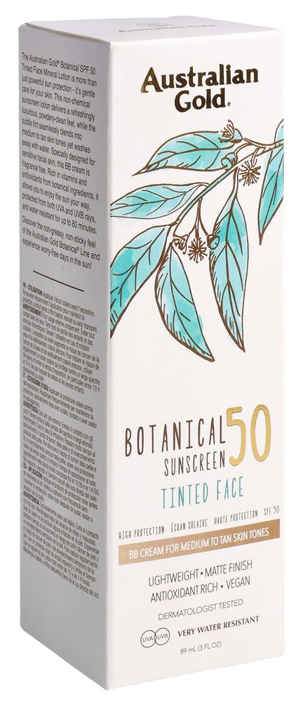 Image of Australian Gold Botanical Tinted Faces Spf50 medium teint Tb 89 ml