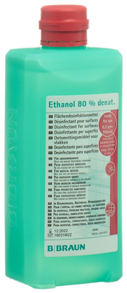 Image of B. Braun Ethanol 80 % für Flächen Ovalfl 500 ml