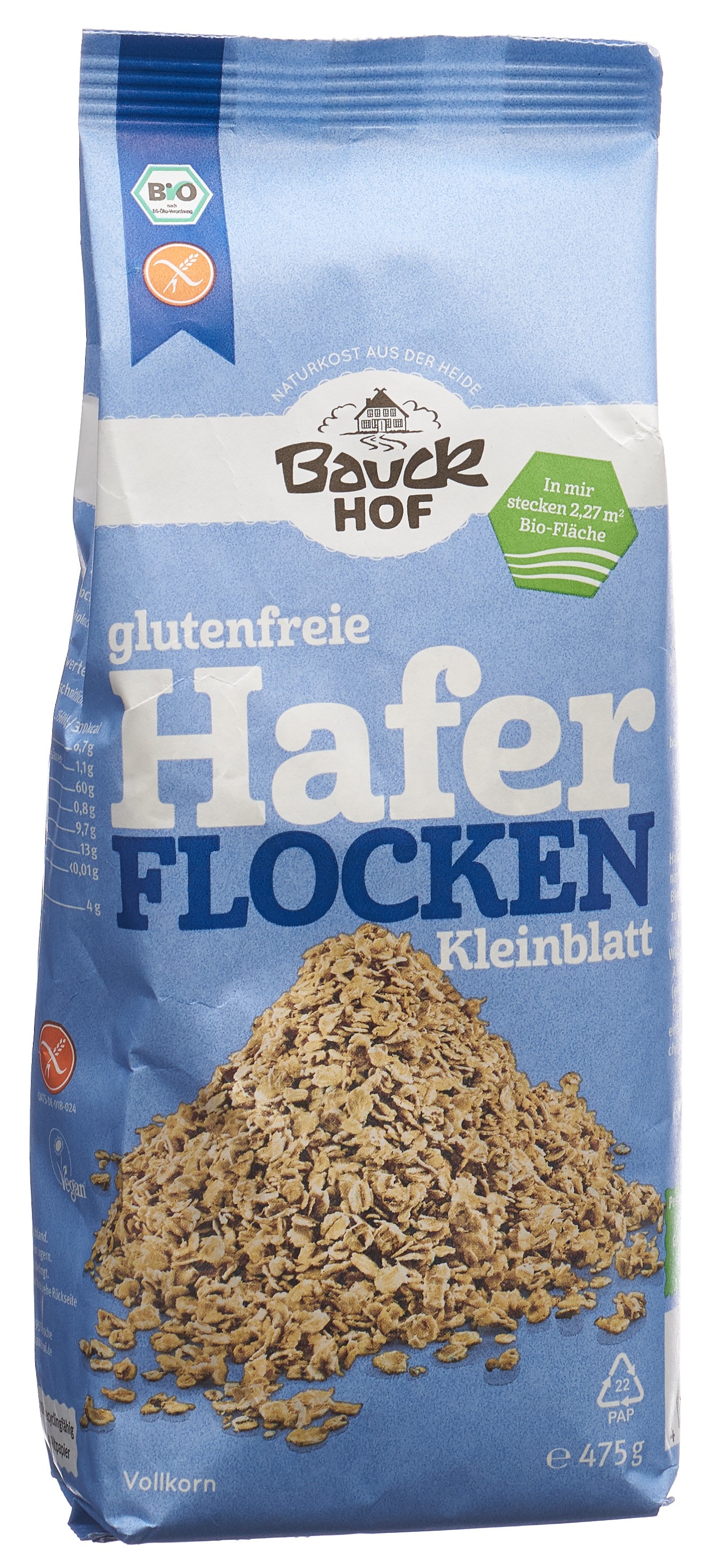 Bauckhof Haferflocken Kleinblatt glutenfrei Btl 475 g