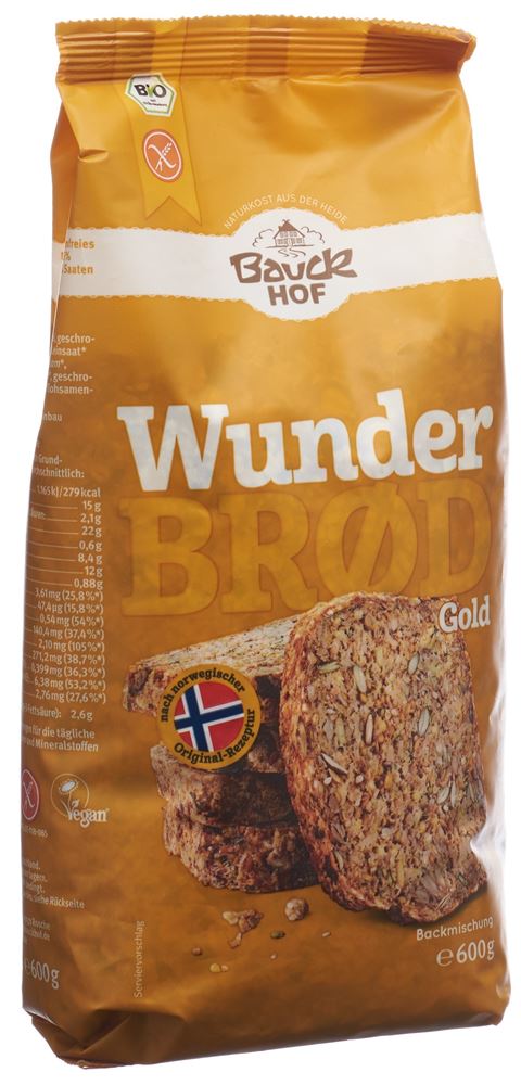 Image of Bauckhof Wunderbrot Gold mit Kurkuma glutenfrei Btl 600 g
