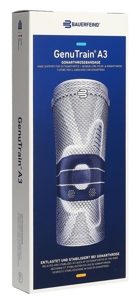 Bauerfeind GenuTrain A3 Aktivbandage Gr5 links titan