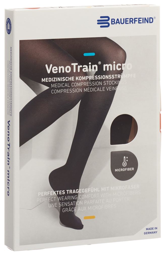Bauerfeind VenoTrain Micro Kkl2 AD L normal/short geschlossene Fussspitze schwarz 1 Paar