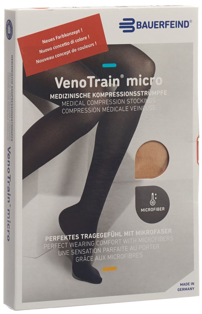 Image of Bauerfeind VenoTrain Micro Kkl2 AD L plus/long geschlossene Fussspitze creme 1 Paar