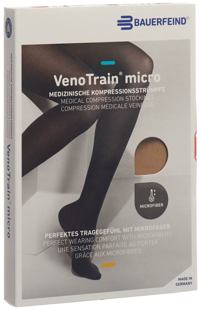 Image of Bauerfeind VenoTrain Micro Kkl2 AD L plus/long offene Fussspitze caramel 1 Paar