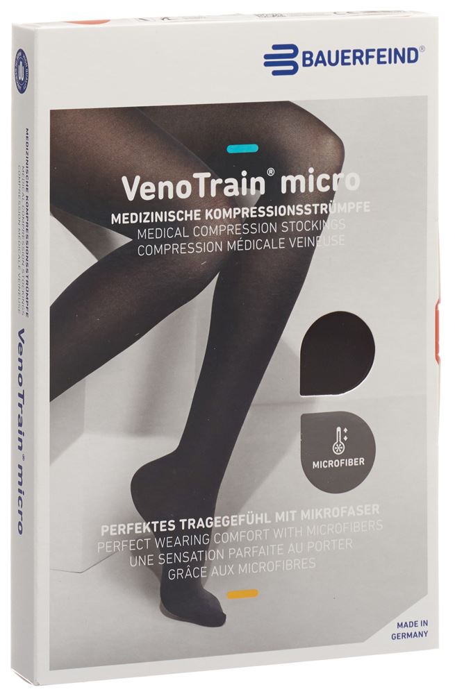 Bauerfeind VenoTrain Micro Kkl2 AD M normal/long geschlossene Fussspitze schwarz 1 Paar