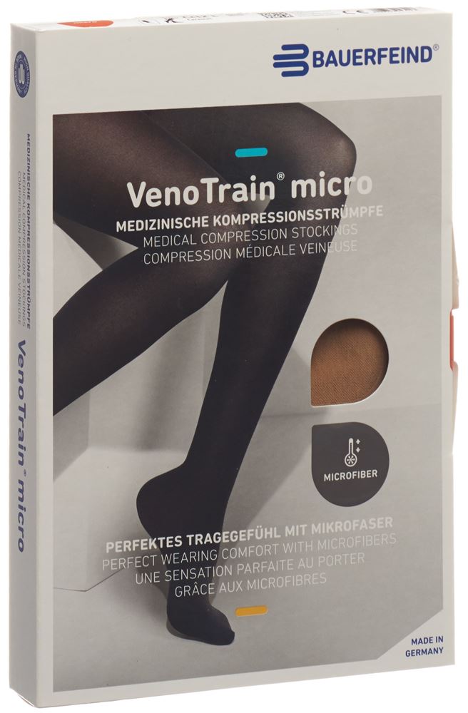 Venotrain Micro A-D Ccl2 S normale/corto punta aperta caramello 1 paio