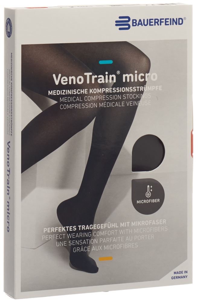 Bauerfeind VenoTrain Micro Kkl2 AD S plus/long offene Fussspitze schwarz 1 Paar