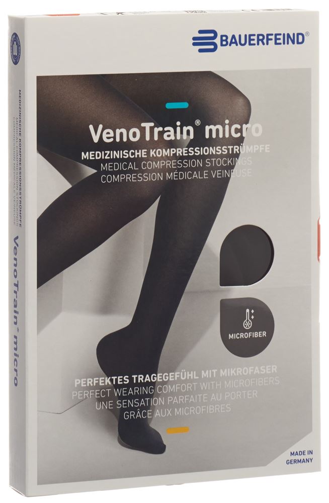 Venotrain Micro A-G Ccl2 M normale/lungo piede chiuso nero Fascia pizzo 1 paio