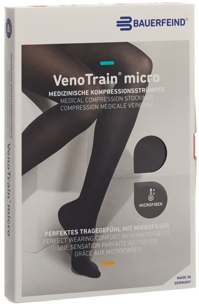 Image of Bauerfeind VenoTrain Micro Kkl2 AG S normal/short geschlossene Fussspitze Spitzenhaftband schwarz 1 Paar