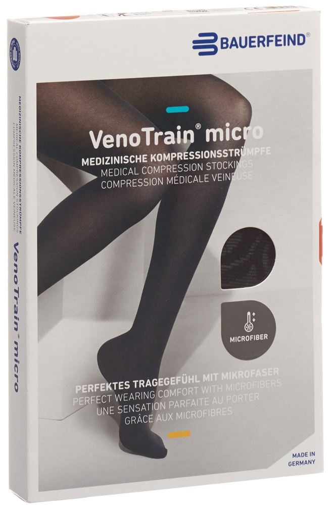 Bauerfeind VenoTrain Micro Kkl2 AG S plus/long geschlossene Fussspitze Spitzenhaftband schwarz 1 Paar