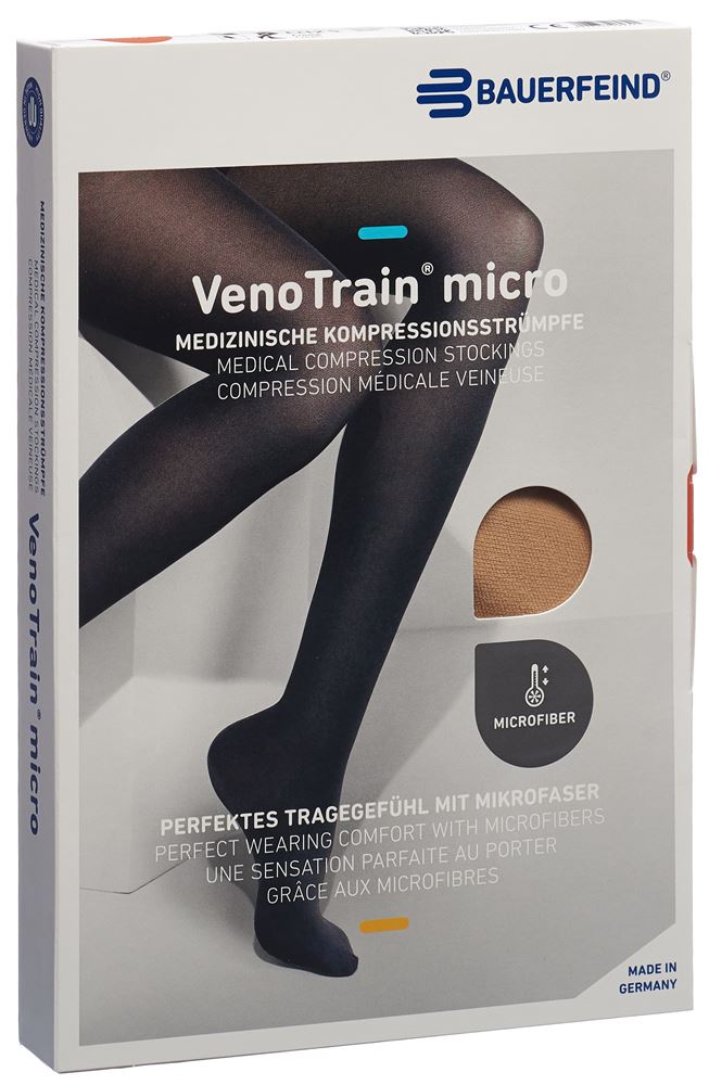 Bauerfeind VenoTrain Micro Ccl2 AG XL plus/lungo piede aperto fascia in pizzo crema 1 paio