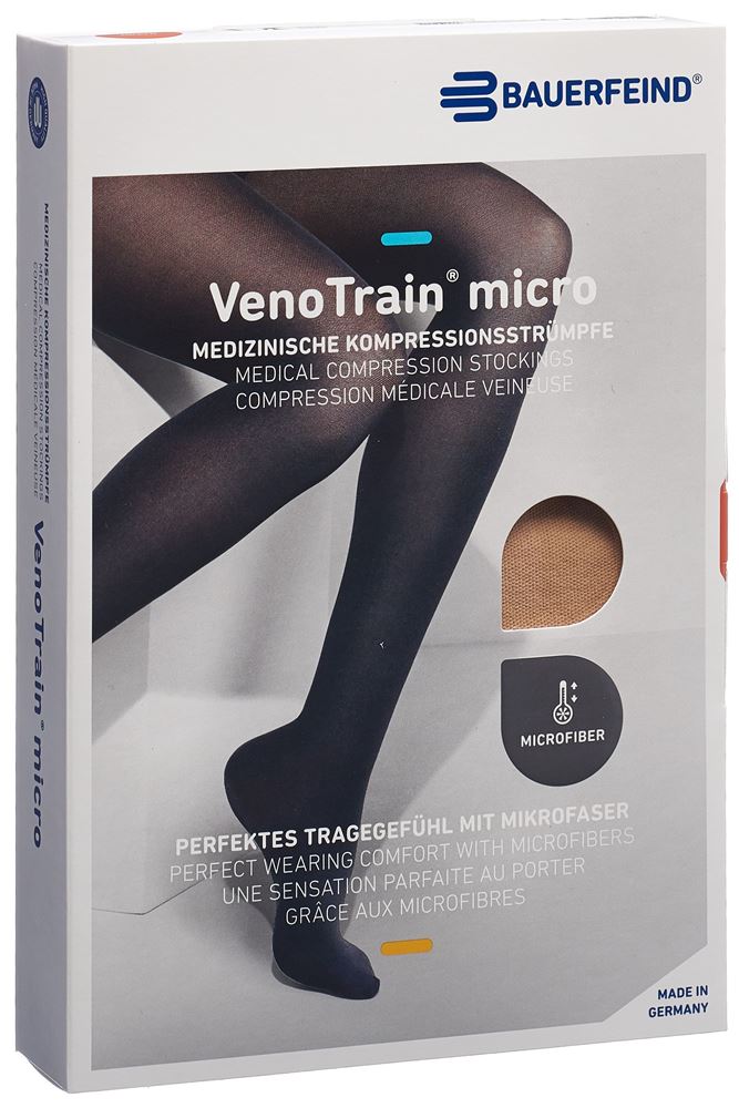 Image of Bauerfeind VenoTrain Micro Kkl2 AT M plus/long geschlossene Fussspitze creme