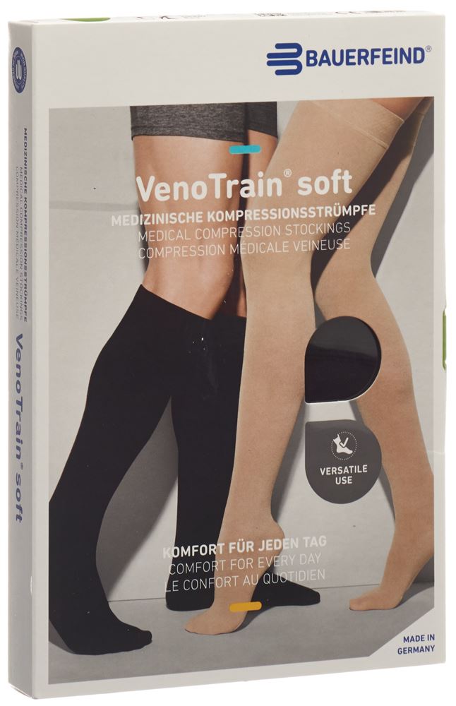 Bauerfeind VenoTrain Soft Kkl2 AD XL normal/long offene Fussspitze schwarz 1 Paar