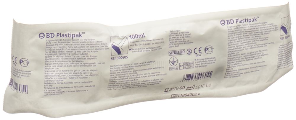 Image of BD Plastipak Wund Blasenspritze 100ml 3-teilig