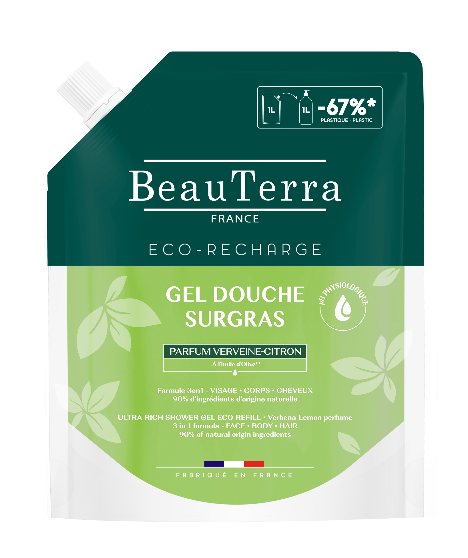 BeauTerra gel douche surgras verveine citron sach 1000 ml