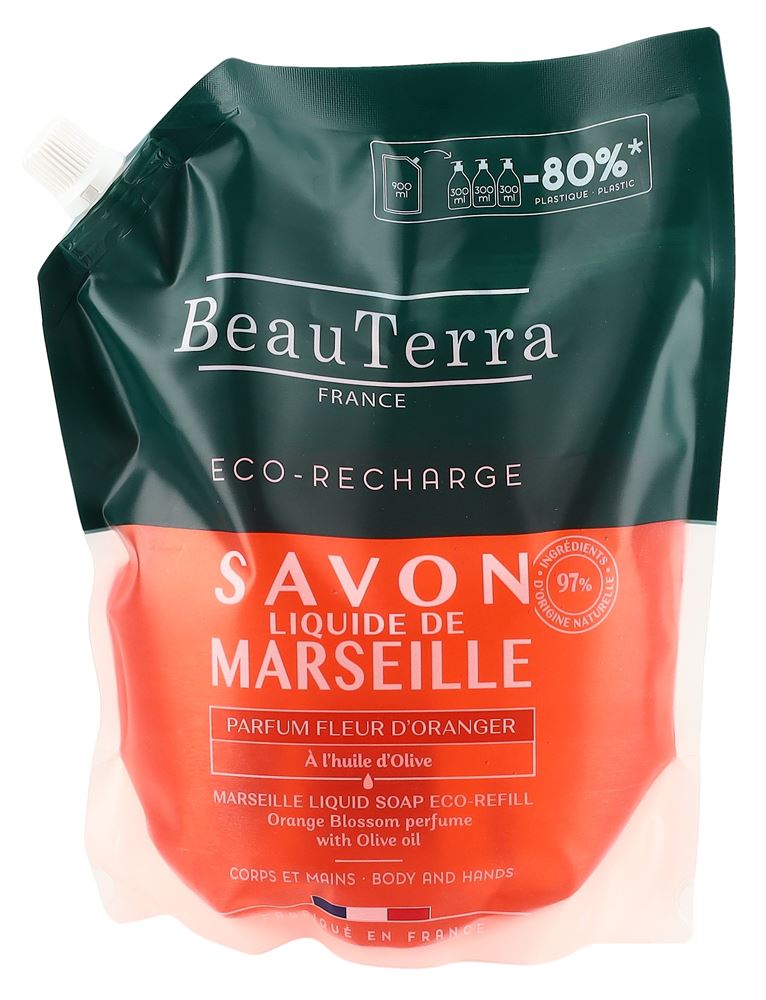 Image of BeauTerra Flüssigseife Marseille refill Orangenblüte 900 ml